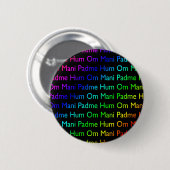Rainbow Om Mani Padme Hum (auf schwarz) Button (Vorne & Hinten)