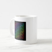 Rainbow Om Mani Padme Hum (auf schwarz) Kaffeetasse (Vorderseite Links)