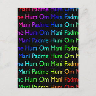 Rainbow Om Mani Padme Hum (auf schwarz) Postkarte
