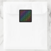 Rainbow Om Mani Padme Hum (auf schwarz) Quadratischer Aufkleber (Tasche)