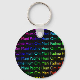 Rainbow Om Mani Padme Hum (auf schwarz) Schlüsselanhänger