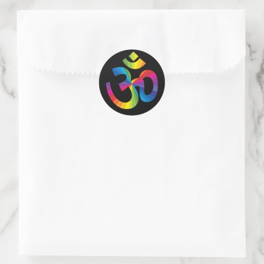 Rainbow Om Sign Runder Aufkleber (Tasche)