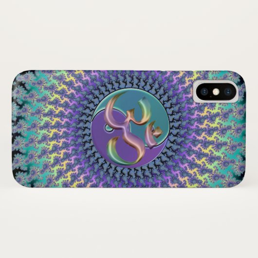 Rainbow Om Yin-Yang Fraktal iPhone X Case (Rückseite (Horizontal))