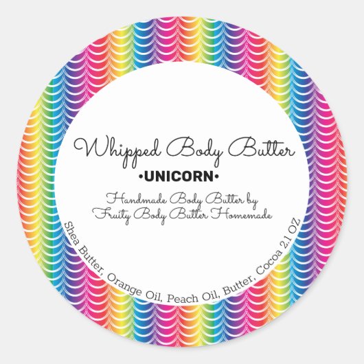 Rainbow Ombre Body Butter Bath Branding Packung Runder Aufkleber (Vorderseite)