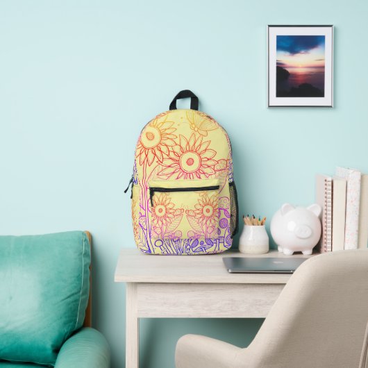 Rainbow Ombre Butterfly & Ladybugs Bedruckter Rucksack (InSitu)