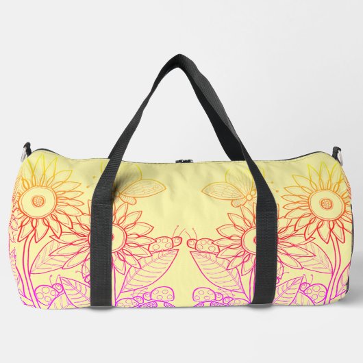 Rainbow Ombre Butterfly & Ladybugs Duffle Bag (Vorderseite)