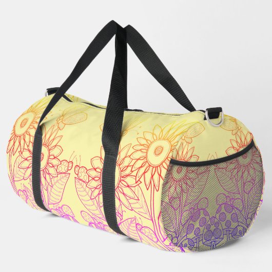 Rainbow Ombre Butterfly & Ladybugs Duffle Bag (Rechte Ecke)