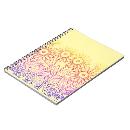 Rainbow Ombre Butterfly & Ladybugs Notizblock (Linke Seite)