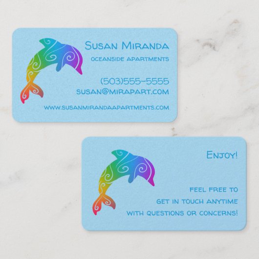 Rainbow Ombre Dolphin Visitenkarte (Vorne/Hinten)