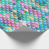 Rainbow Ombre Foil & Gold Glitzer Mermaid Scales Geschenkpapier (Ecke)