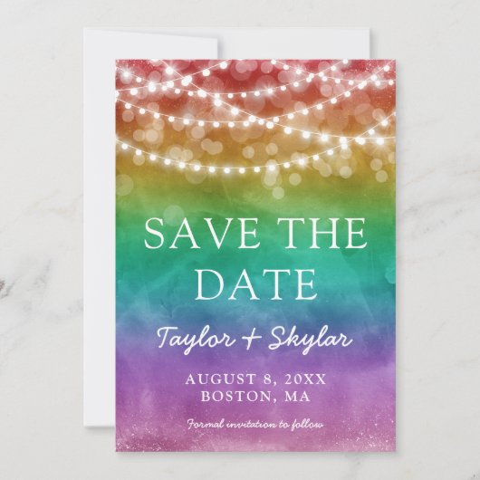 Rainbow Ombre Gay Wedding Save the Date (Vorderseite)