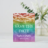 Rainbow Ombre Gay Wedding Save the Date Postkarte (Stehend Vorderseite)