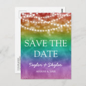 Rainbow Ombre Gay Wedding Save the Date Postkarte (Vorne/Hinten)