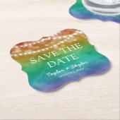 Rainbow Ombre Gay Wedding Save the Date Untersetzer (angewinkelt)