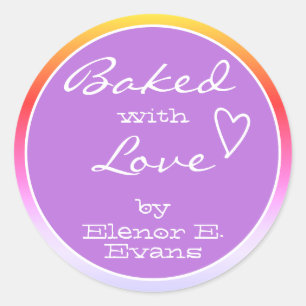 Rainbow Ombre Gradience Rahmen gebacken mit Liebe Runder Aufkleber