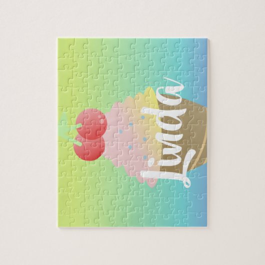 Rainbow Ombre Ice Cream Girl Name Puzzle (Vertikal)