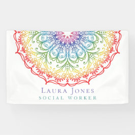 Rainbow Ombre Mandala Ladys Pride Convention Banner