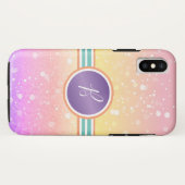 Rainbow Ombre Monogram Bling Glam Case-Mate iPhone Hülle (Rückseite (Horizontal))