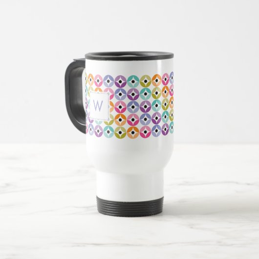 Rainbow Ombre Polka Dot Quilt Muster Reisebecher (Vorderseite Links)