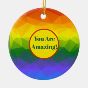 Rainbow Ombre Polygon Keramik Ornament