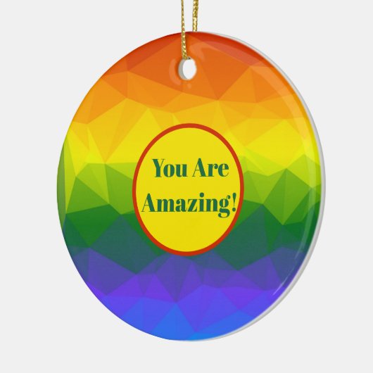 Rainbow Ombre Polygon Keramik Ornament (Links)