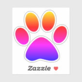 Rainbow Ombre Puppy Paw Print Form Aufkleber (Blatt)