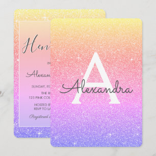 Rainbow Ombre Sparkle Glitzer Hens Party Einladung