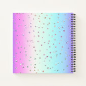 Rainbow Ombre Sparkle Monogram Sketchbook Notebook Notizblock (Rückseite)