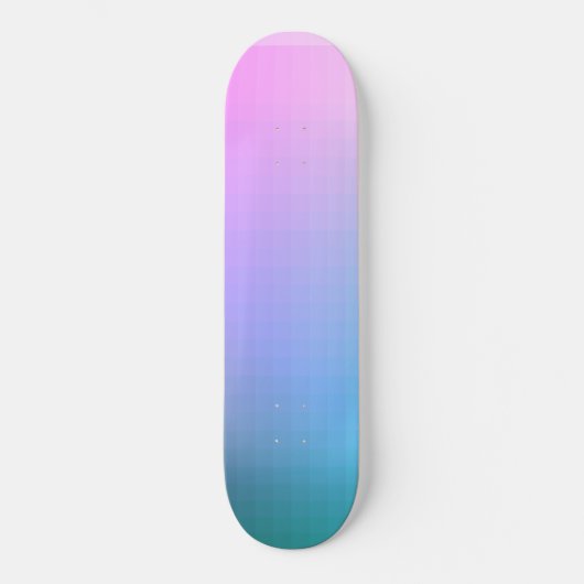 Rainbow Ombre Square Pixel Skateboard (Vorderseite)