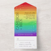 Rainbow Ombre & Stars LGBT Wedding alle in einem I All In One Einladung (Innen Boden)