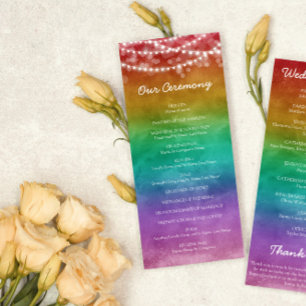 Rainbow Ombre String Lights Details Gay Wedding