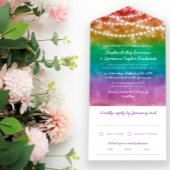 Rainbow Ombre String Lights Gay Wedding All In One Einladung