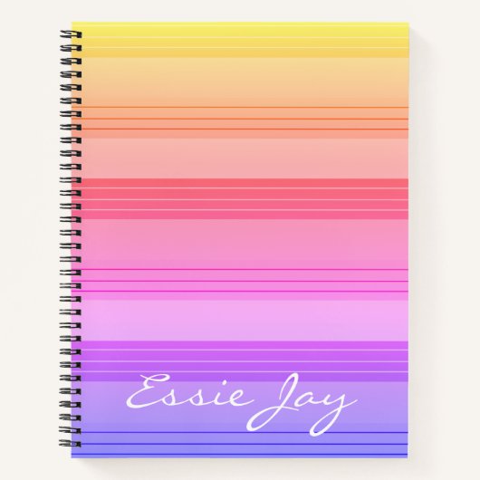 Rainbow Ombre Stripe Muster Notebook Notizblock (Vorderseite)