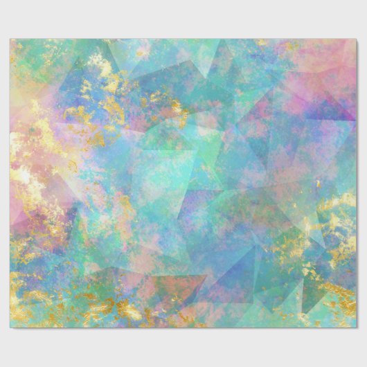 Rainbow Ombre und Gold Fire Opal Muster Geschenkpapier (Flach)