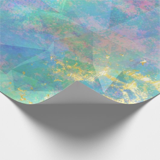 Rainbow Ombre und Gold Fire Opal Muster Geschenkpapier (Ecke)