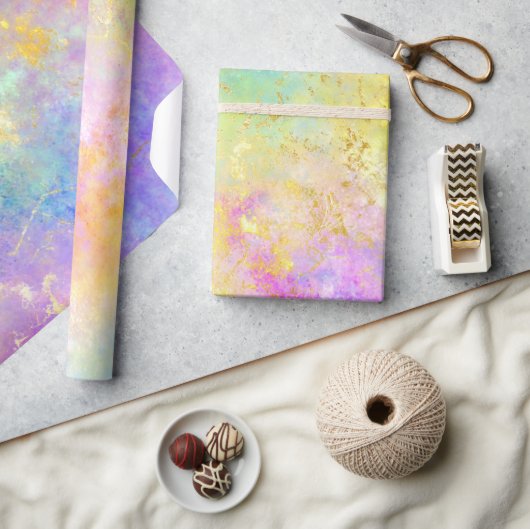 Rainbow Ombre und Gold Fire Opal Muster Geschenkpapier (Kunsthandwerk)