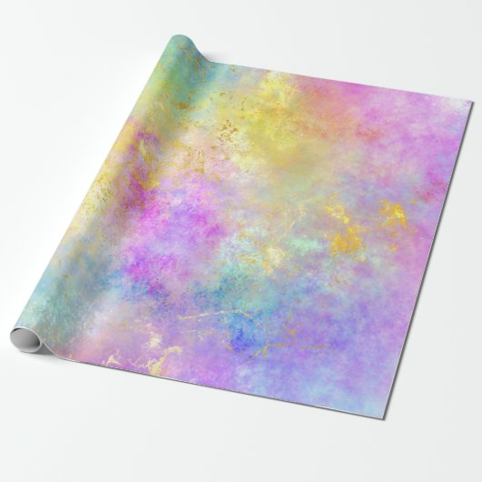 Rainbow Ombre und Gold Fire Opal Muster Geschenkpapier (Ungerollt)