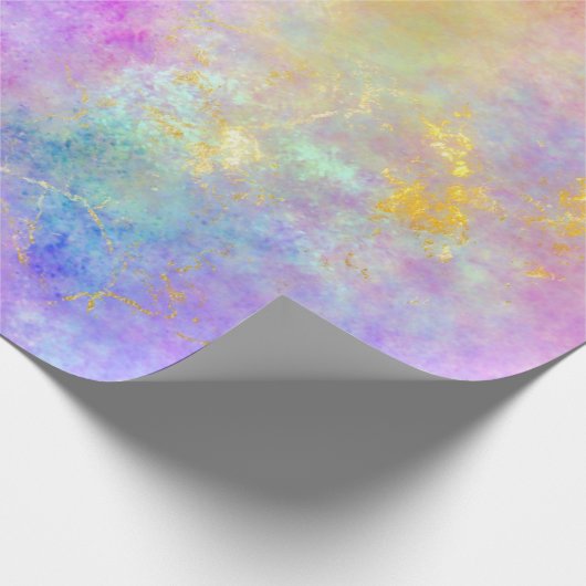 Rainbow Ombre und Gold Fire Opal Muster Geschenkpapier (Ecke)