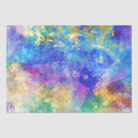 Rainbow Ombre und Gold Fire Opal Muster Seidenpapier (Vorderseite)