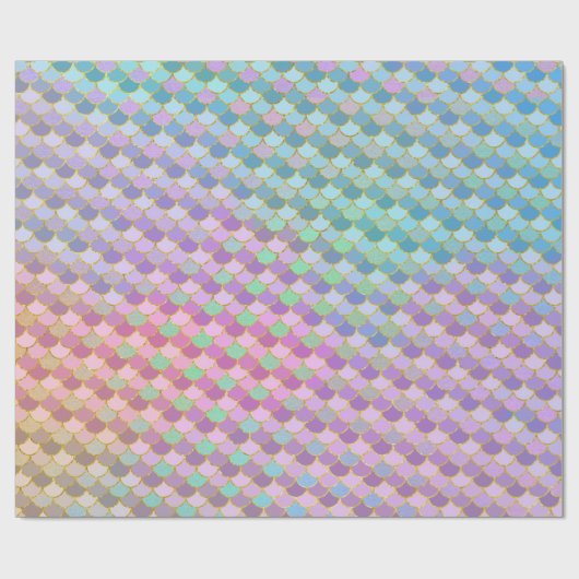 Rainbow Ombre und Gold Glitzer Mermaid Scales Geschenkpapier (Flach)