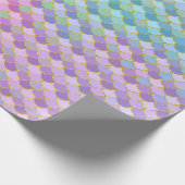 Rainbow Ombre und Gold Glitzer Mermaid Scales Geschenkpapier (Ecke)