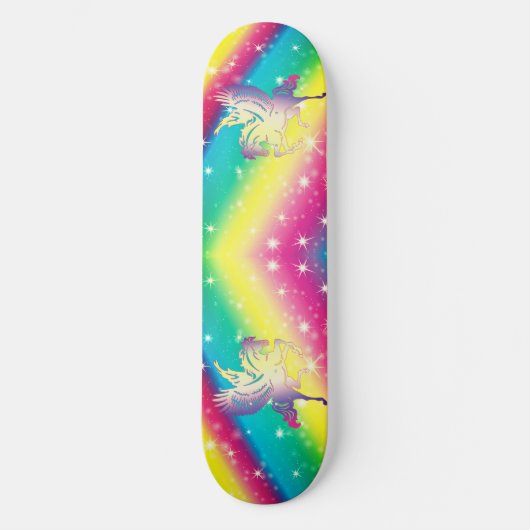 Rainbow Ombre Unicorn Skateboard (Vorderseite)