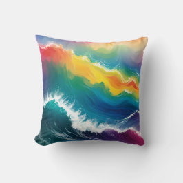 Rainbow Ombre Waves Throw Kissen