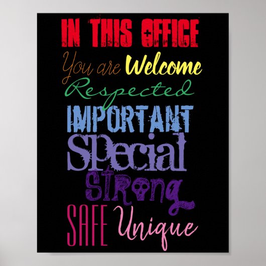 Rainbow on Black "In this Office" Moivation Poster (Vorne)