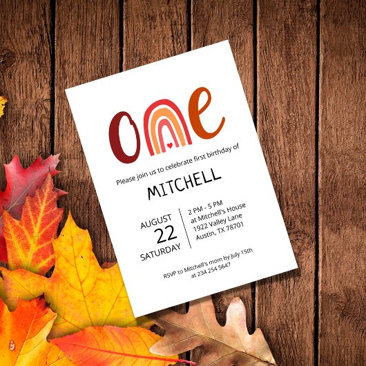 Rainbow One Einladung zum ersten Geburtstag