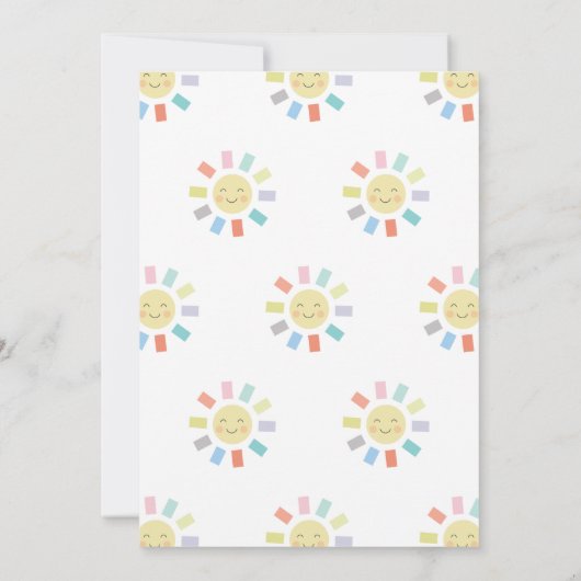 Rainbow One Kindergeburt Einladung (Rückseite)