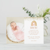 Rainbow Onederday Foto Vielen Dank Einladung (Stehend Vorderseite)