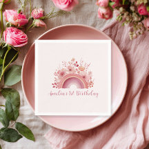 Rainbow Onederful 1st Birthday Party Napkin