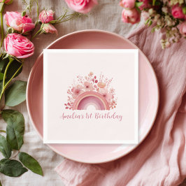 Rainbow Onederful 1st Birthday Party Napkin Serviette