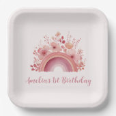 Rainbow Onederful 1st Birthday Party  Pappteller (Vorderseite)